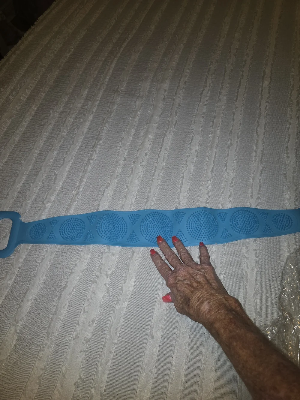 Blue Silicone Bath Back Scrubber with Handles NWOT